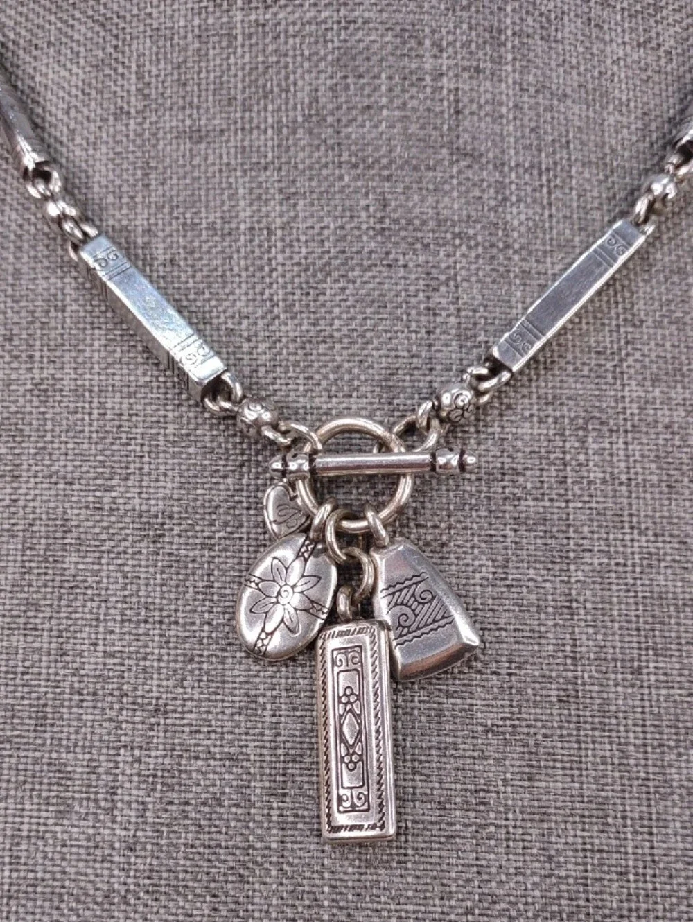 Brighton Silver Bar/Toggle Charm Necklace